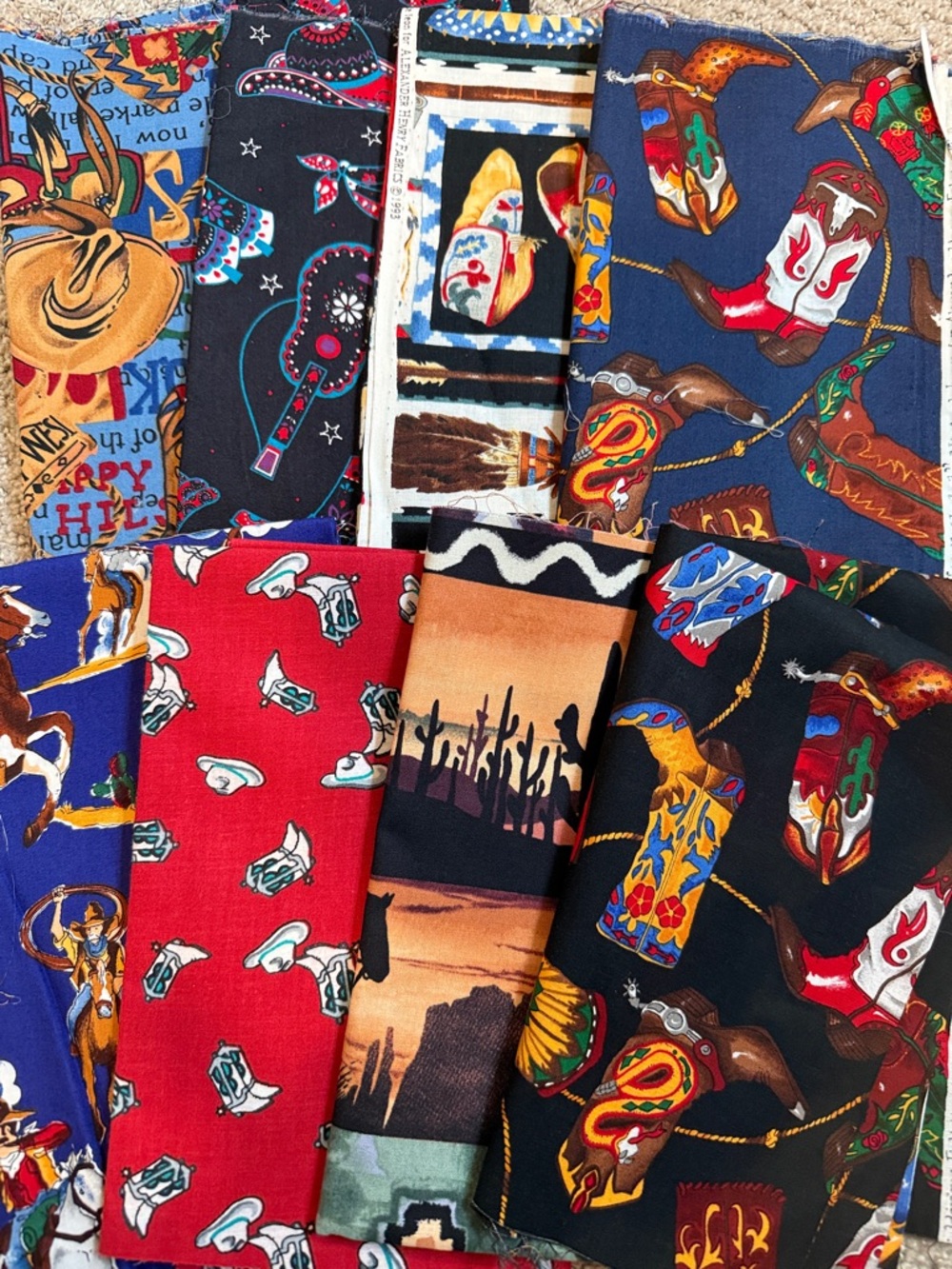 Western Cowboy Print Fabric Bundle - Multi Color